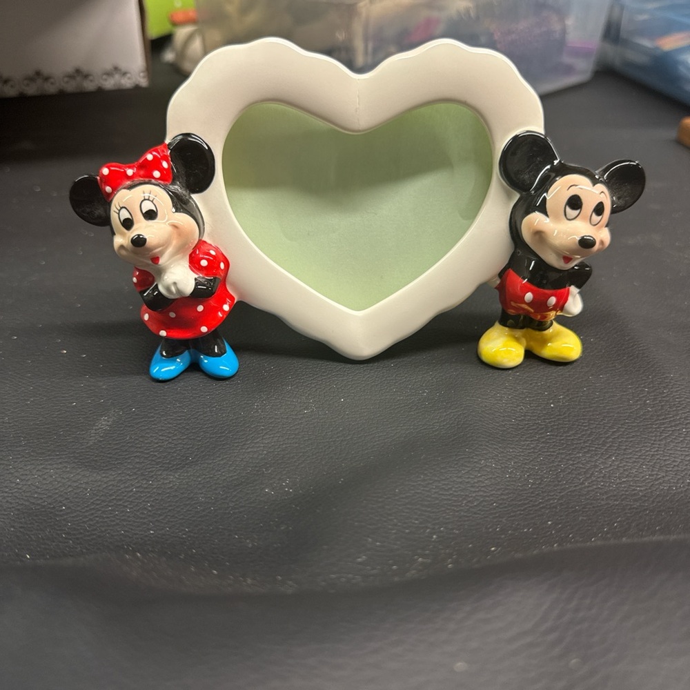 Vintage Disney Heart-Shaped Mickey and Minnie Frame
